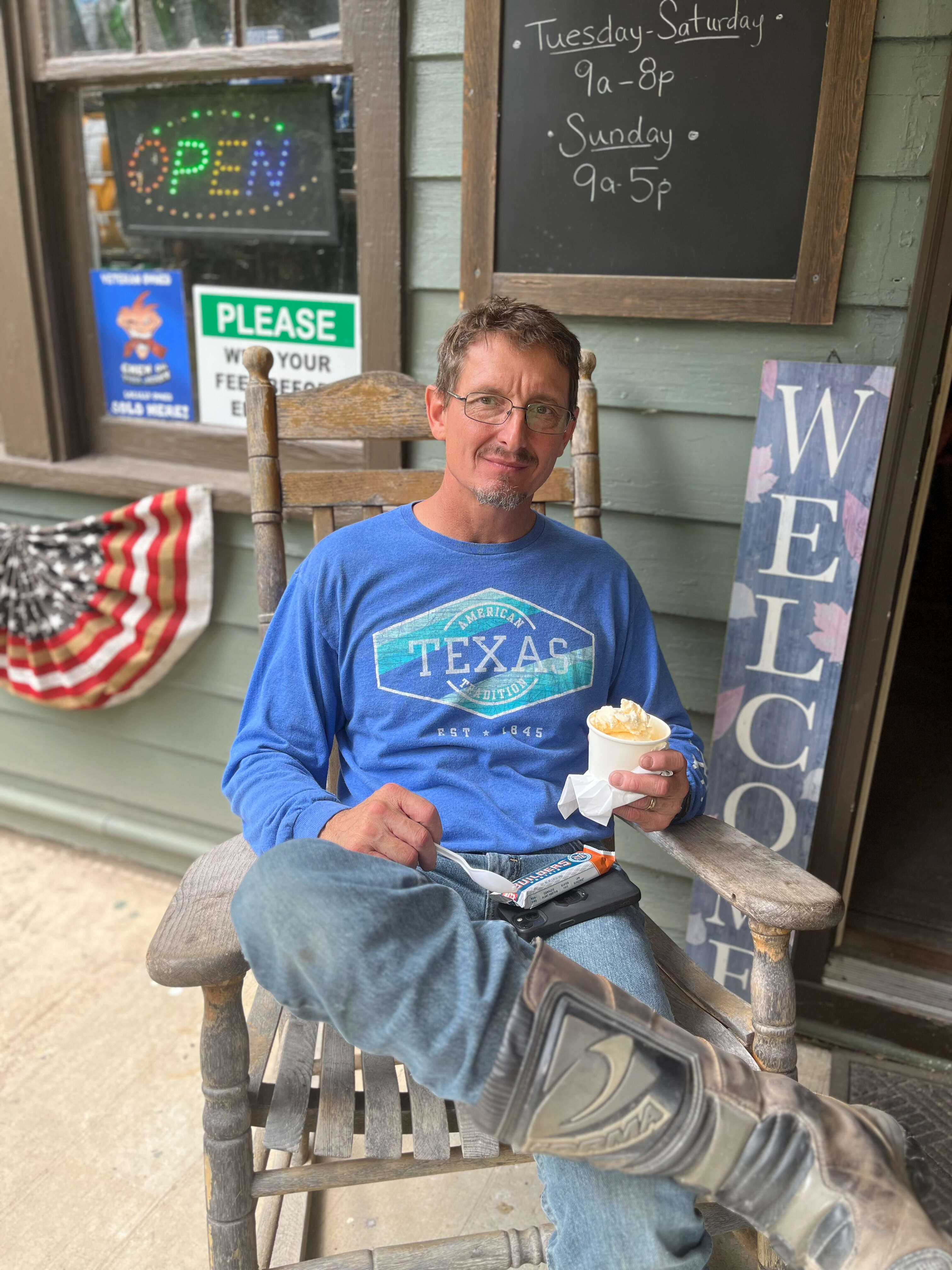 A guy eating ice cream.